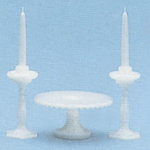 Dollhouse Miniature M-70W Cake Plate/Candlesticks Minikit, White